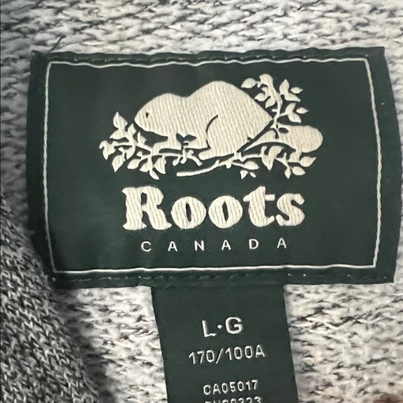 Roots Heather Gray Hoodie with Black and Red Details - Picture 2 of 3
